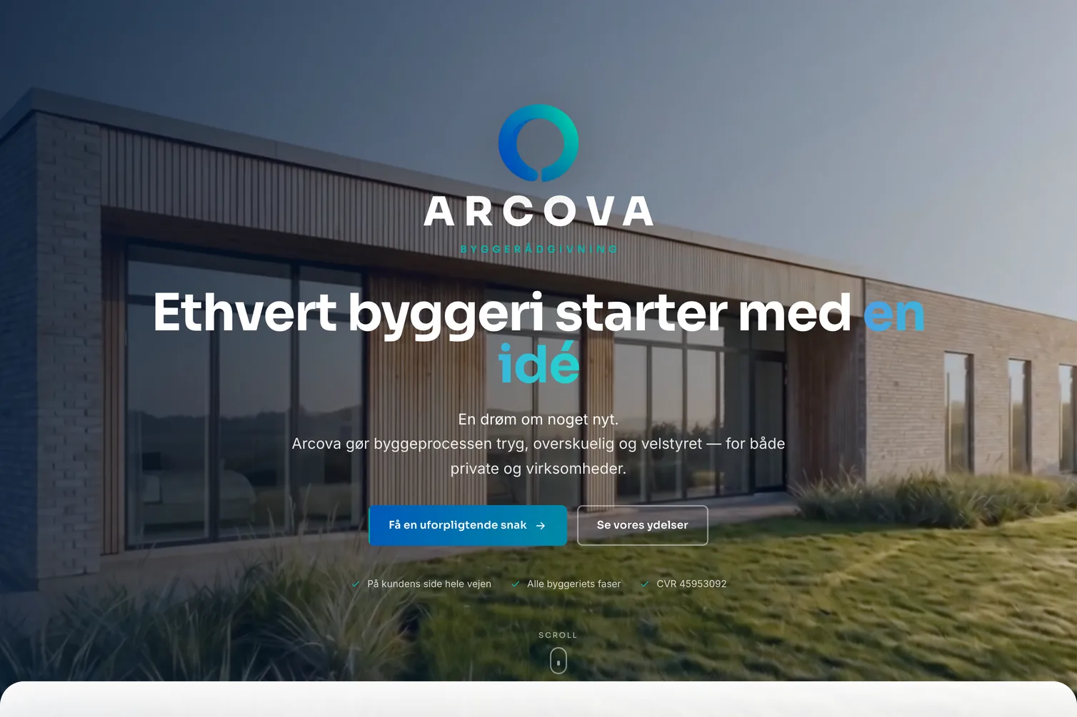 Forside for Arcova, bygget af Madsen Studio
