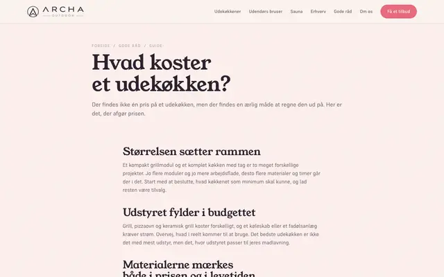 Siden hvad koster et udekøkken? hos Archa Outdoor