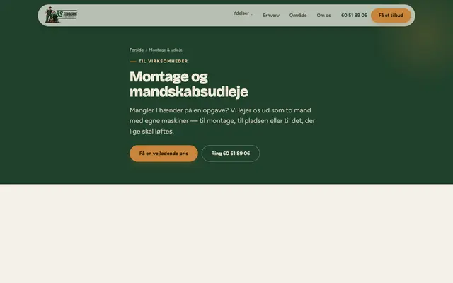 Siden montage og udlejning hos BS Stubfræsning