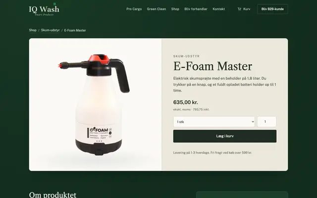 Siden e-foam master hos IQ Wash