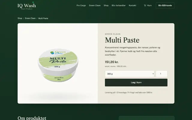 Siden multi paste hos IQ Wash