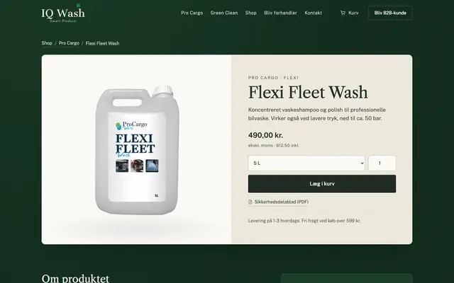 Siden flexi fleet wash hos IQ Wash