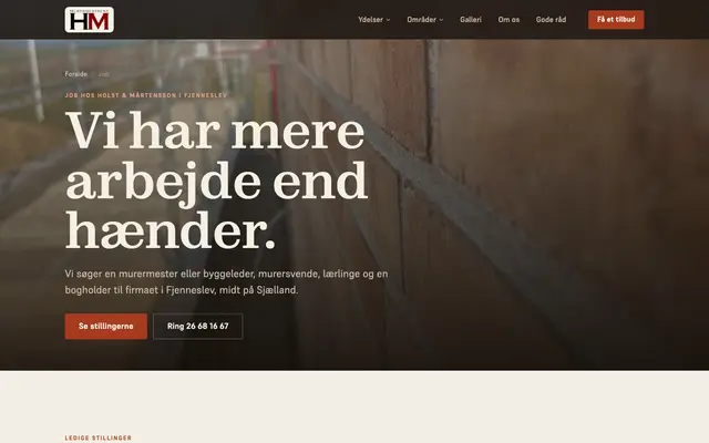 Siden ledige stillinger hos Murermestrene H&M