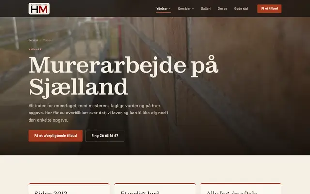 Siden murerarbejde hos Murermestrene H&M