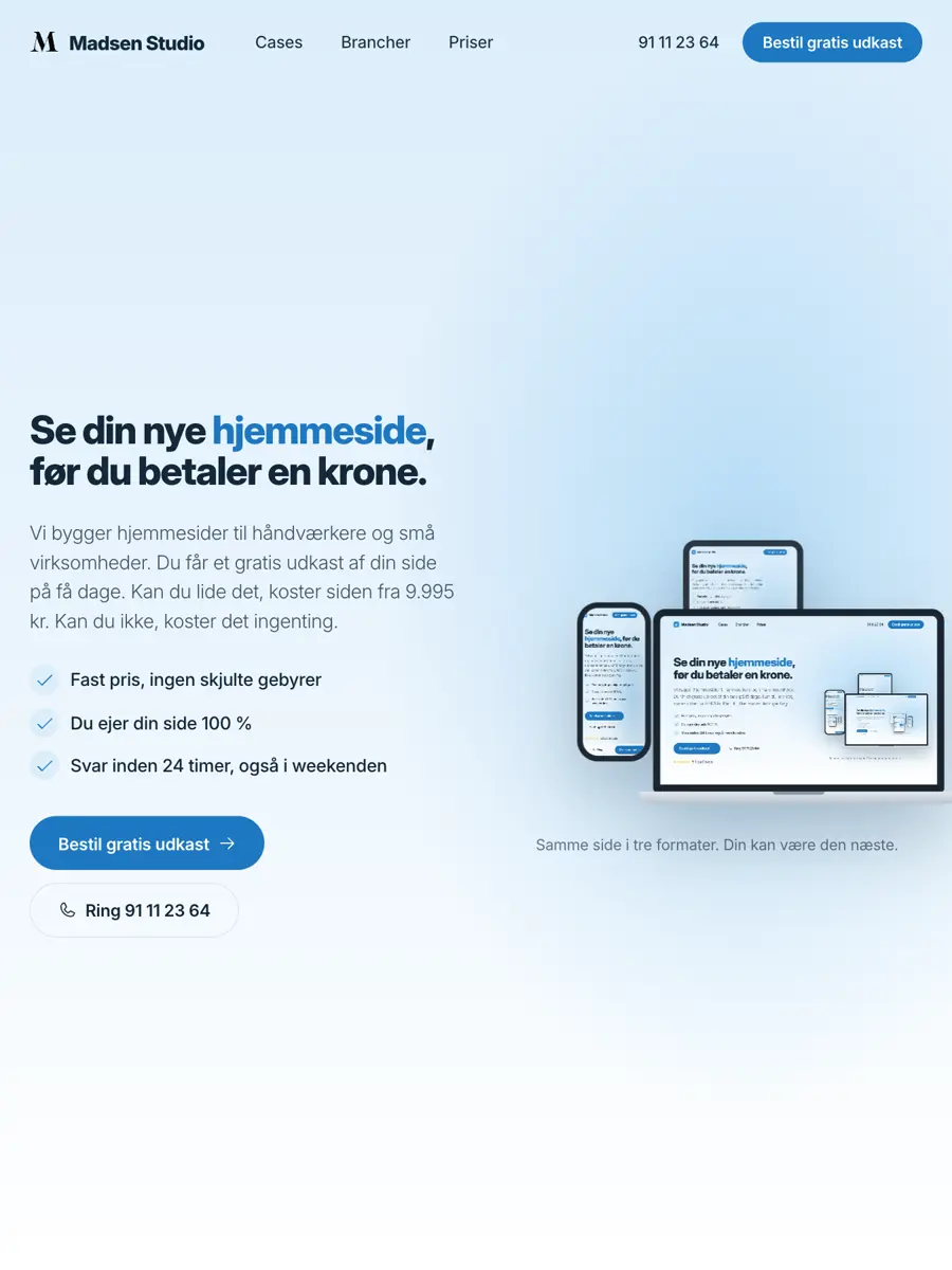 madsenstudio.dk på tablet