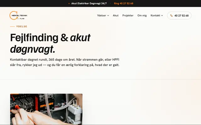 Siden fejlfinding og døgnvagt hos NEM EL-Teknik