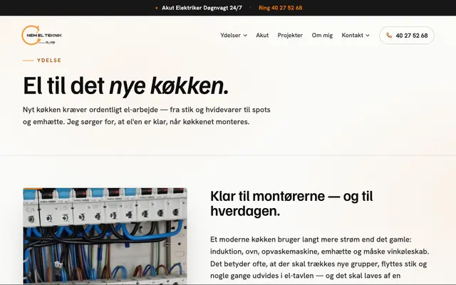 Siden el til køkkenet hos NEM EL-Teknik