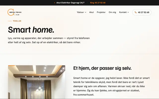 Siden smart home hos NEM EL-Teknik