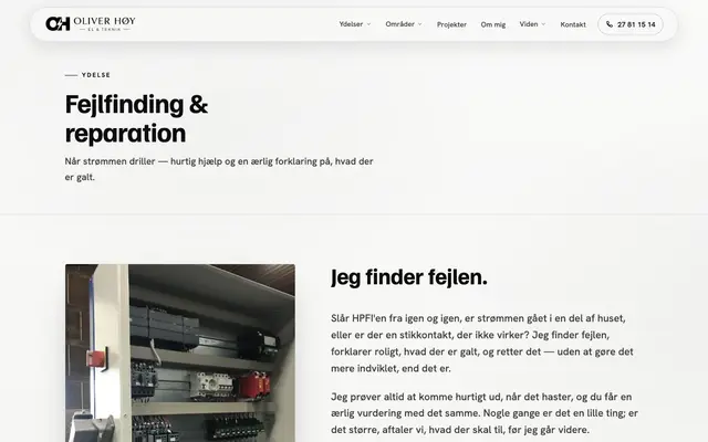 Siden fejlfinding hos Oliver Høy El & Teknik