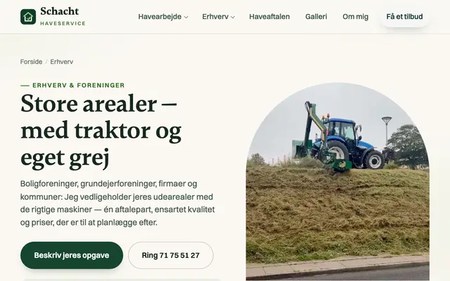 Siden erhverv med traktor hos Schacht Haveservice