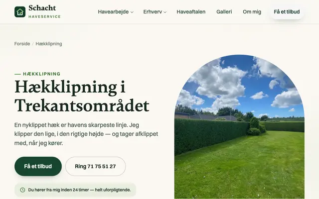 Siden hækklipning hos Schacht Haveservice