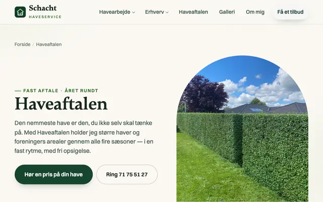 Siden haveaftalen hos Schacht Haveservice